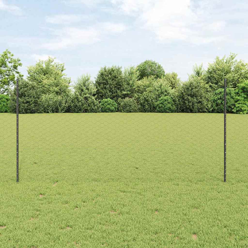 vidaXL Valla hexagonal con poste 25 x 1,2 m Acero recubierto de PVC