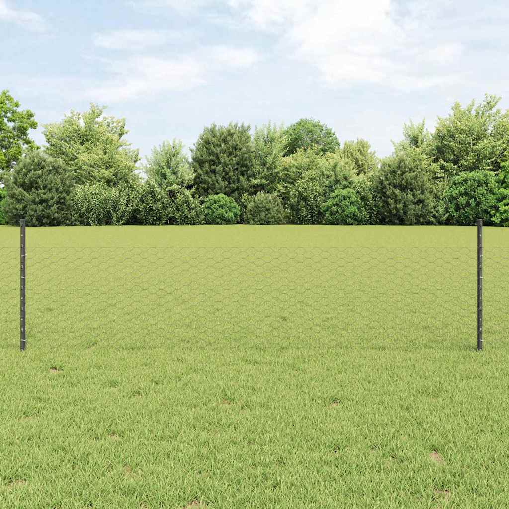 vidaXL Valla hexagonal con poste 100 x 0,5 m Acero recubierto de PVC