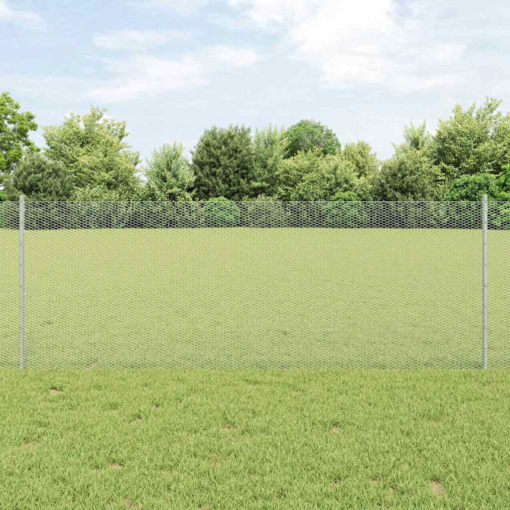 vidaXL Valla hexagonal con poste 10 x 0,8 m Acero Galvanizado Plateado