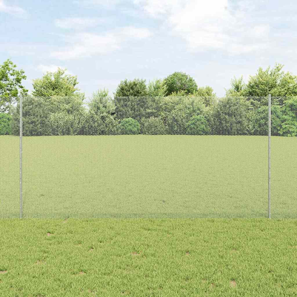 vidaXL Valla hexagonal con poste 10 x 1,2 m Acero Galvanizado Plateado