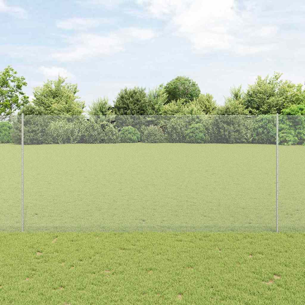 vidaXL Valla hexagonal con poste 10 x 1,4 m Acero Galvanizado Plateado