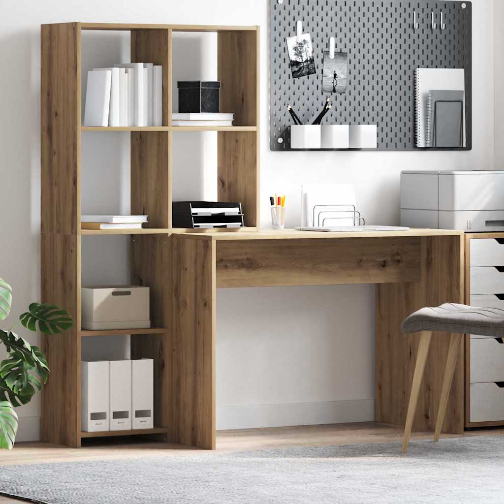 vidaXL Escritorio con estante Roble artisan 138,5 x 55 x 143 cm
