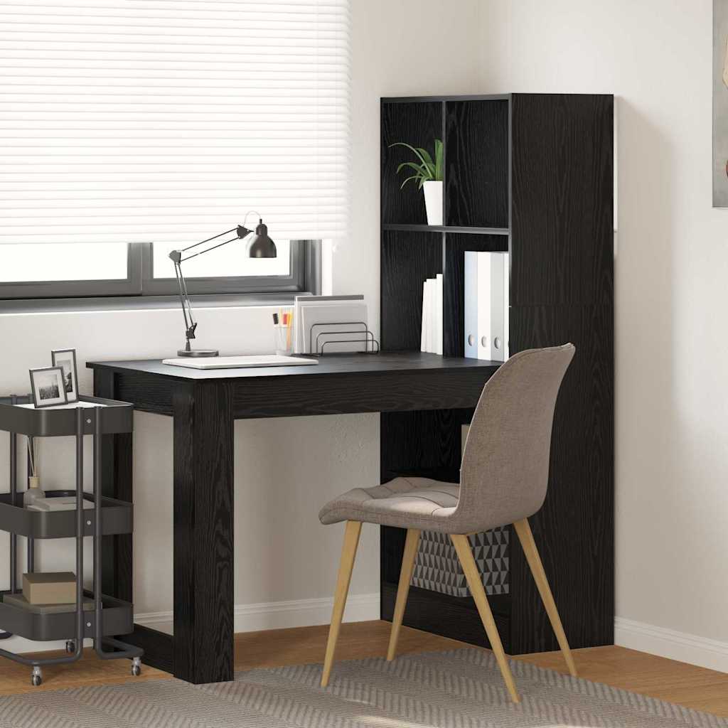 vidaXL Escritorio Roble Negro Madera de ingeniería 122 x 67 x 145 cm