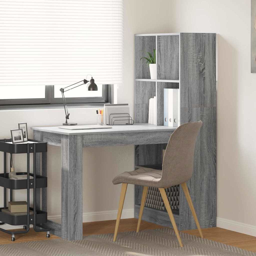 vidaXL Escritorio Gris Sonoma Madera de ingeniería 122 x 67 x 145 cm