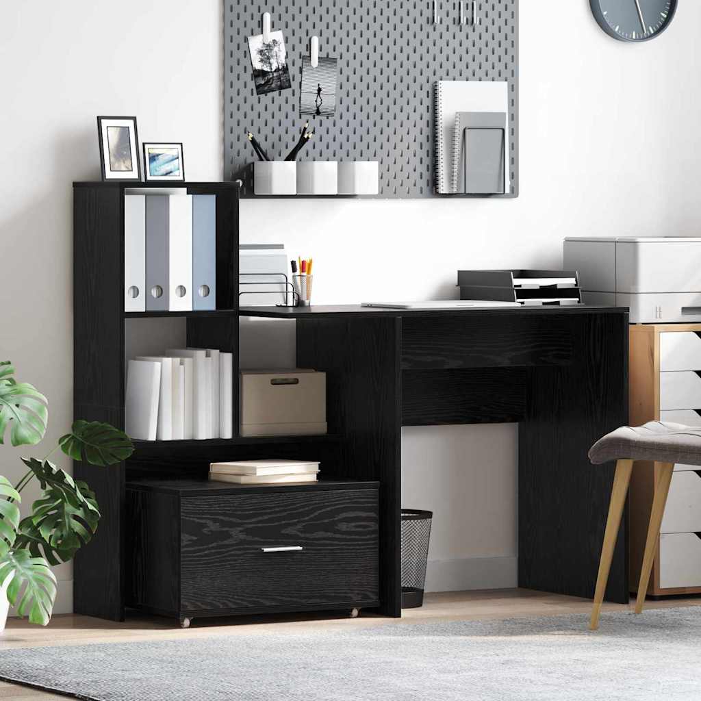 vidaXL Escritorio Roble Negro Madera de ingeniería