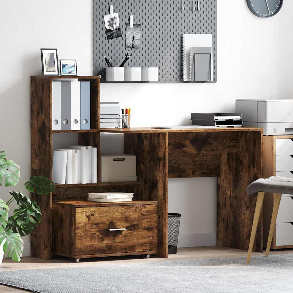 vidaXL Escritorio Roble ahumado Madera de ingeniería