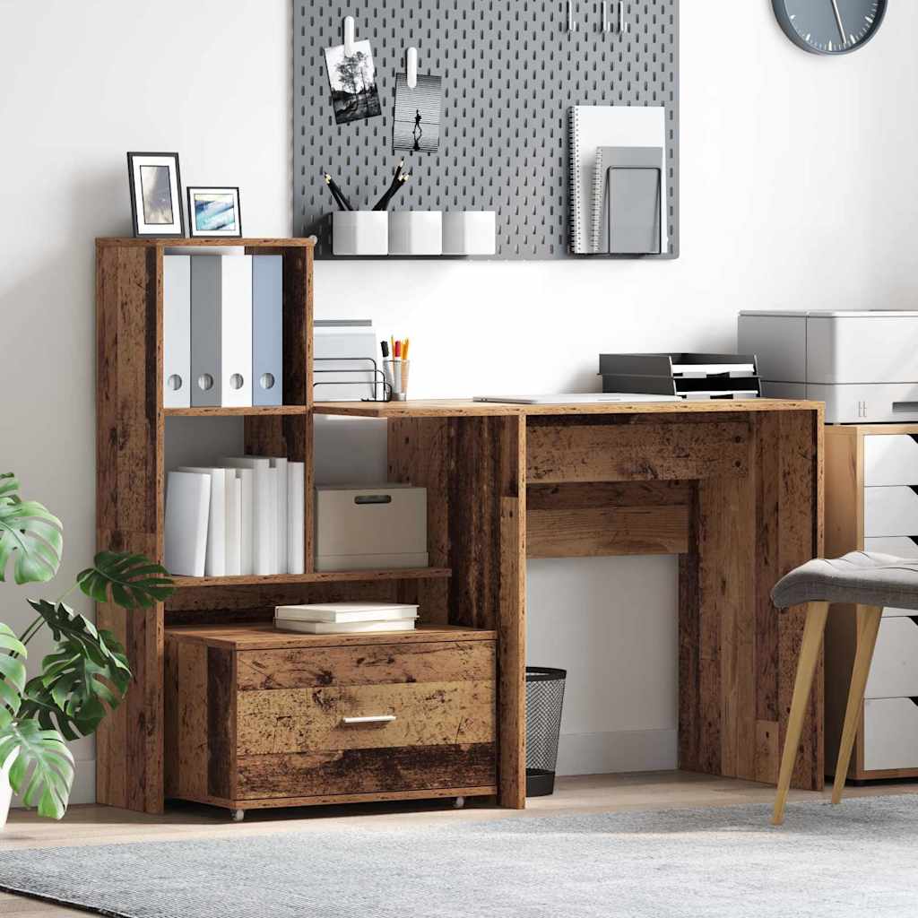 vidaXL Escritorio Madera envejecida Madera de ingeniería