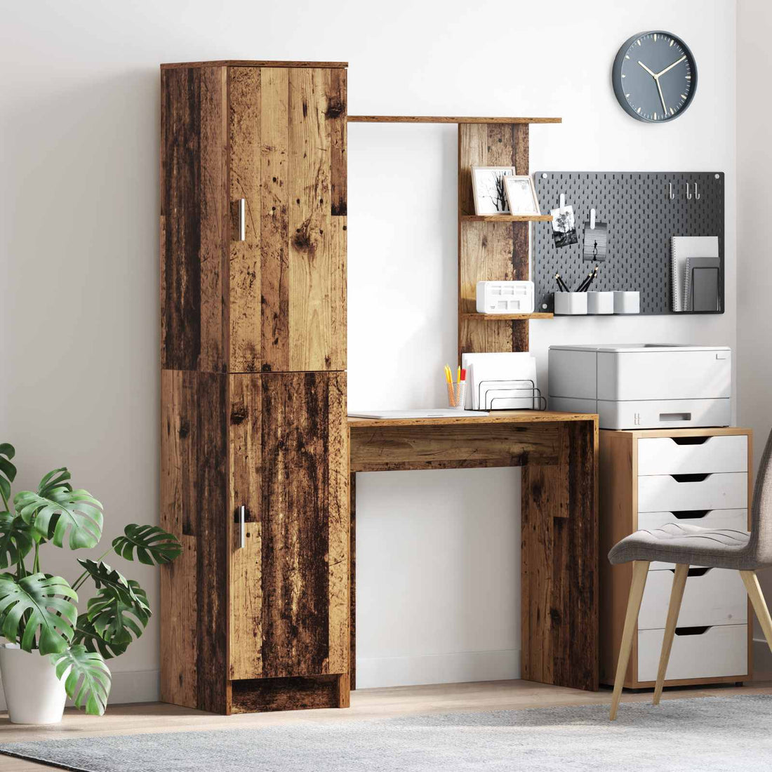 vidaXL Escritorio con estante con almacenamiento 2 uds. Madera vieja