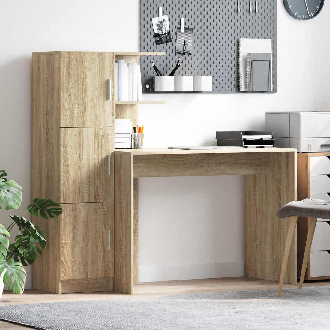 vidaXL Escritorio Roble Sonoma 133.5 x 50 x 124 cm 2 uds.
