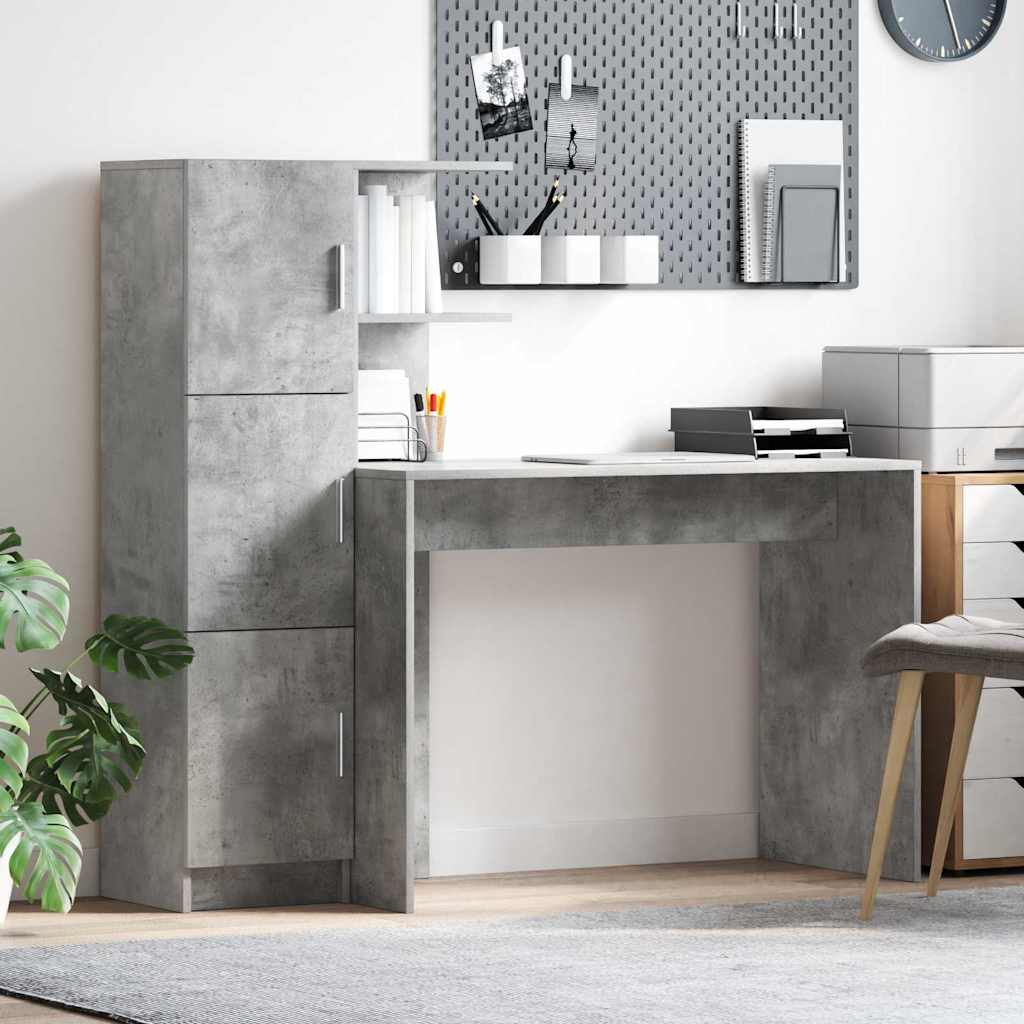 vidaXL Escritorio Gris Concreto 133.5 x 50 x 124 cm 2 uds.
