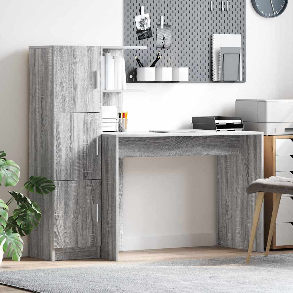 vidaXL Escritorio Gris Sonoma 133.5 x 50 x 124 cm 2 uds.