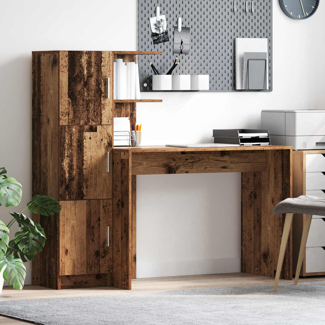 vidaXL Escritorio Madera vieja 133.5 x 50 x 124 cm 2 uds.