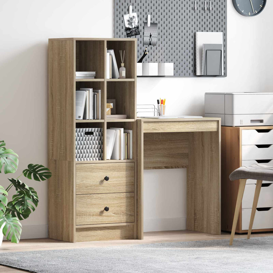 vidaXL Escritorio Roble Sonoma 105,5 x 34 x 127 cm 2 uds.