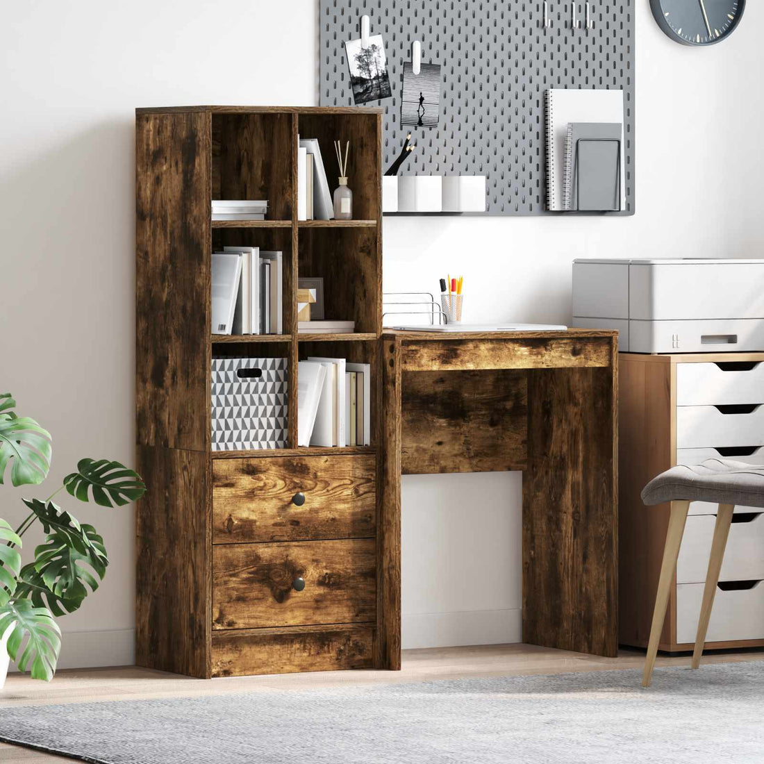 vidaXL Escritorio Roble ahumado 105,5 x 34 x 127 cm 2 uds.