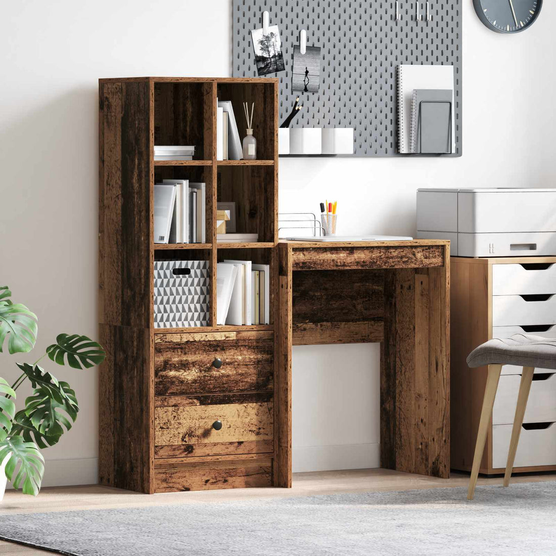 vidaXL Escritorio Madera vieja 105,5 x 34 x 127 cm 2 uds.