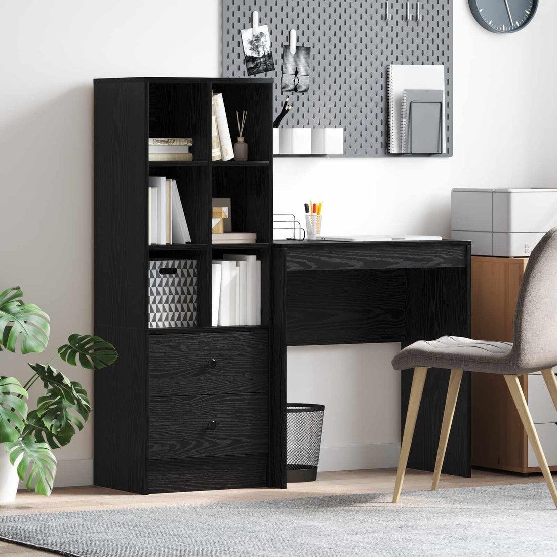vidaXL Escritorio Roble Negro 115,5 x 40 x 127 cm 2 uds.