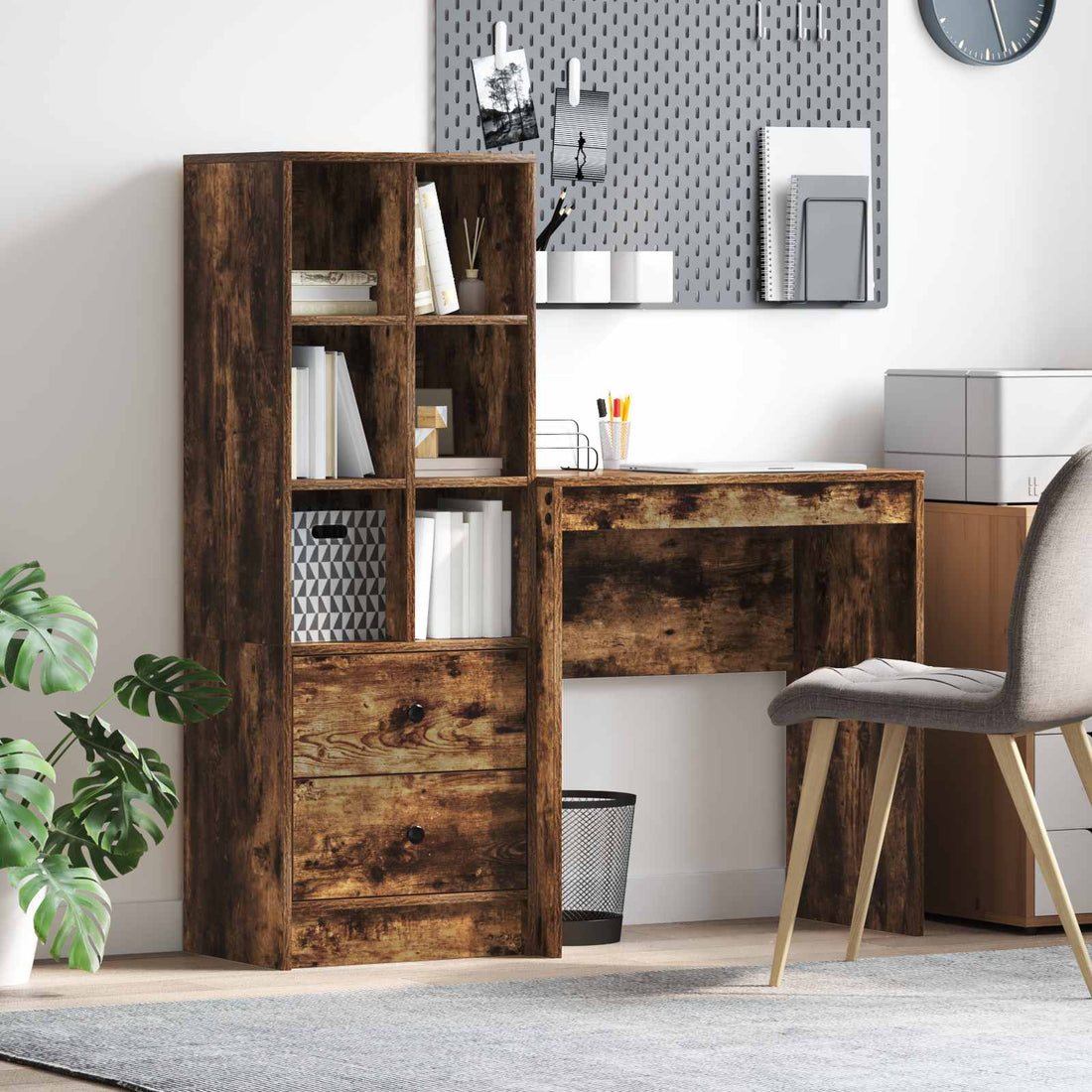 vidaXL Escritorio Roble ahumado 115,5 x 40 x 127 cm 2 uds.