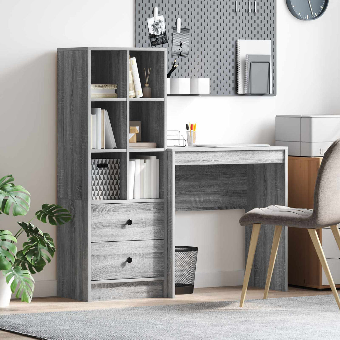 vidaXL Escritorio Gris Sonoma 115,5 x 40 x 127 cm 2 uds.