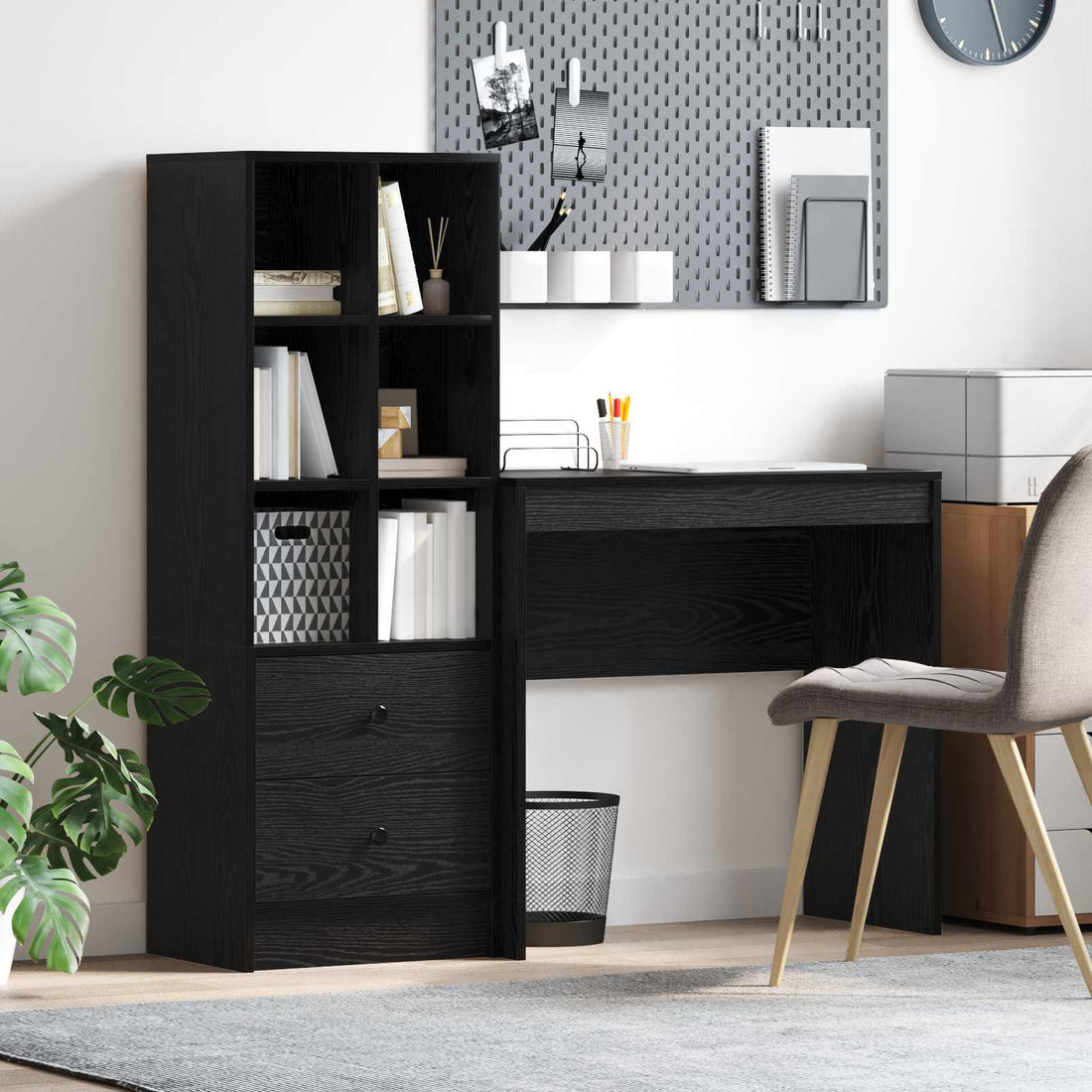 vidaXL Escritorio Roble Negro 125,5 x 40 x 127 cm 2 uds.
