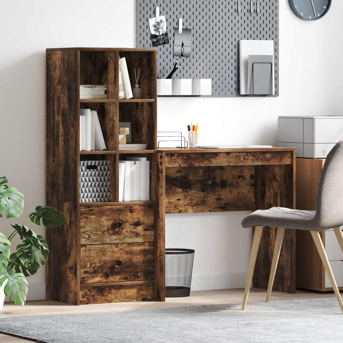 vidaXL Escritorio Roble ahumado 125,5 x 40 x 127 cm 2 uds.