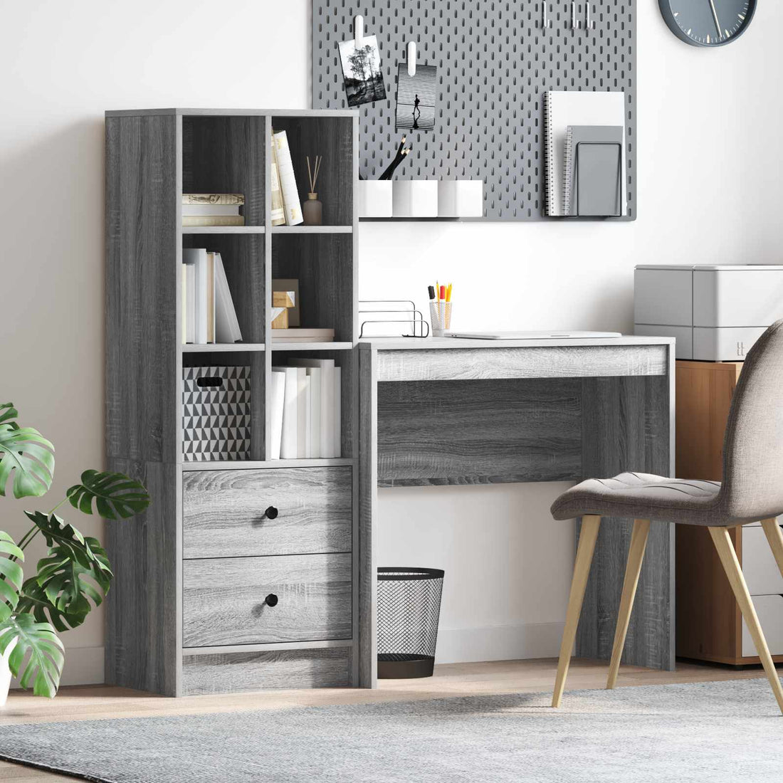 vidaXL Escritorio Gris Sonoma 125,5 x 40 x 127 cm 2 uds.