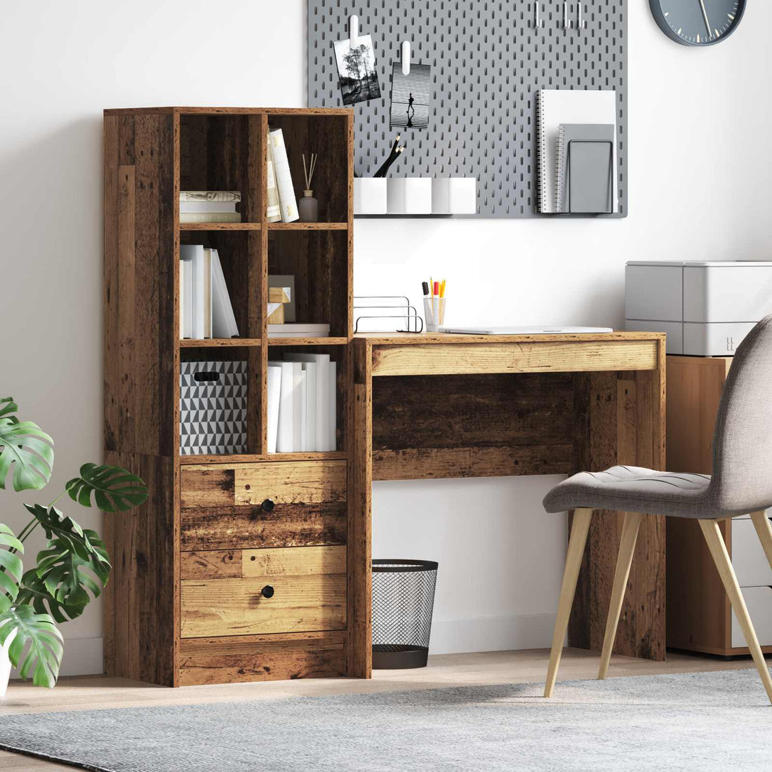 vidaXL Escritorio Madera vieja 125,5 x 40 x 127 cm 2 uds.