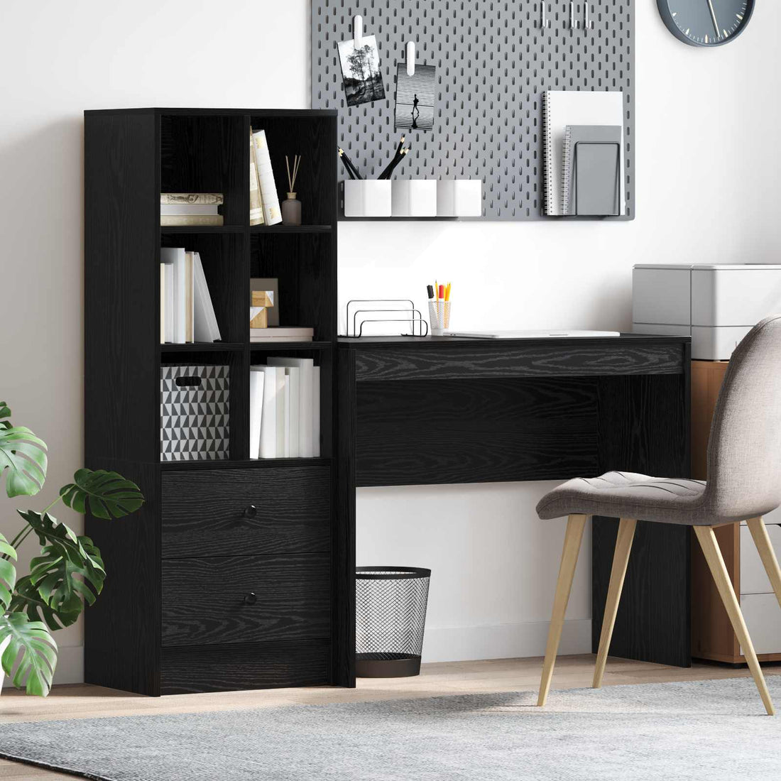 vidaXL Escritorio Roble Negro 135,5 x 40 x 127 cm 2 uds.
