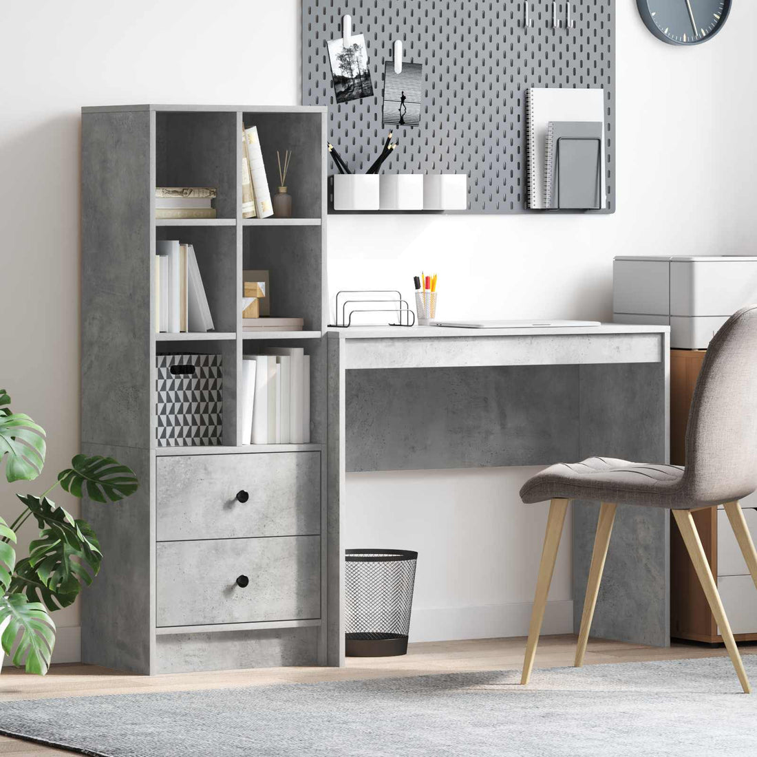 vidaXL Escritorio Gris Concreto 135,5 x 40 x 127 cm 2 uds.