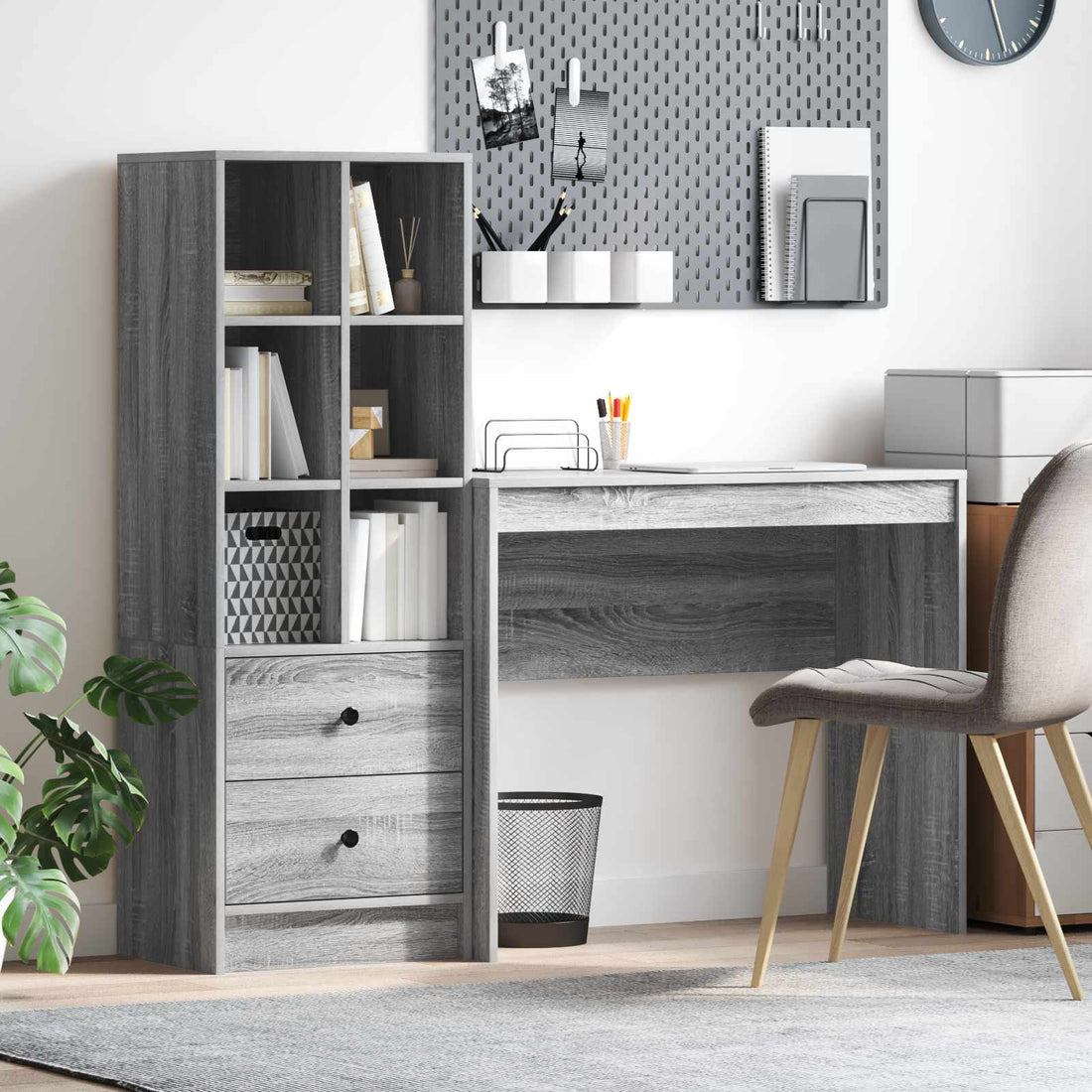 vidaXL Escritorio Gris Sonoma 135,5 x 40 x 127 cm 2 uds.