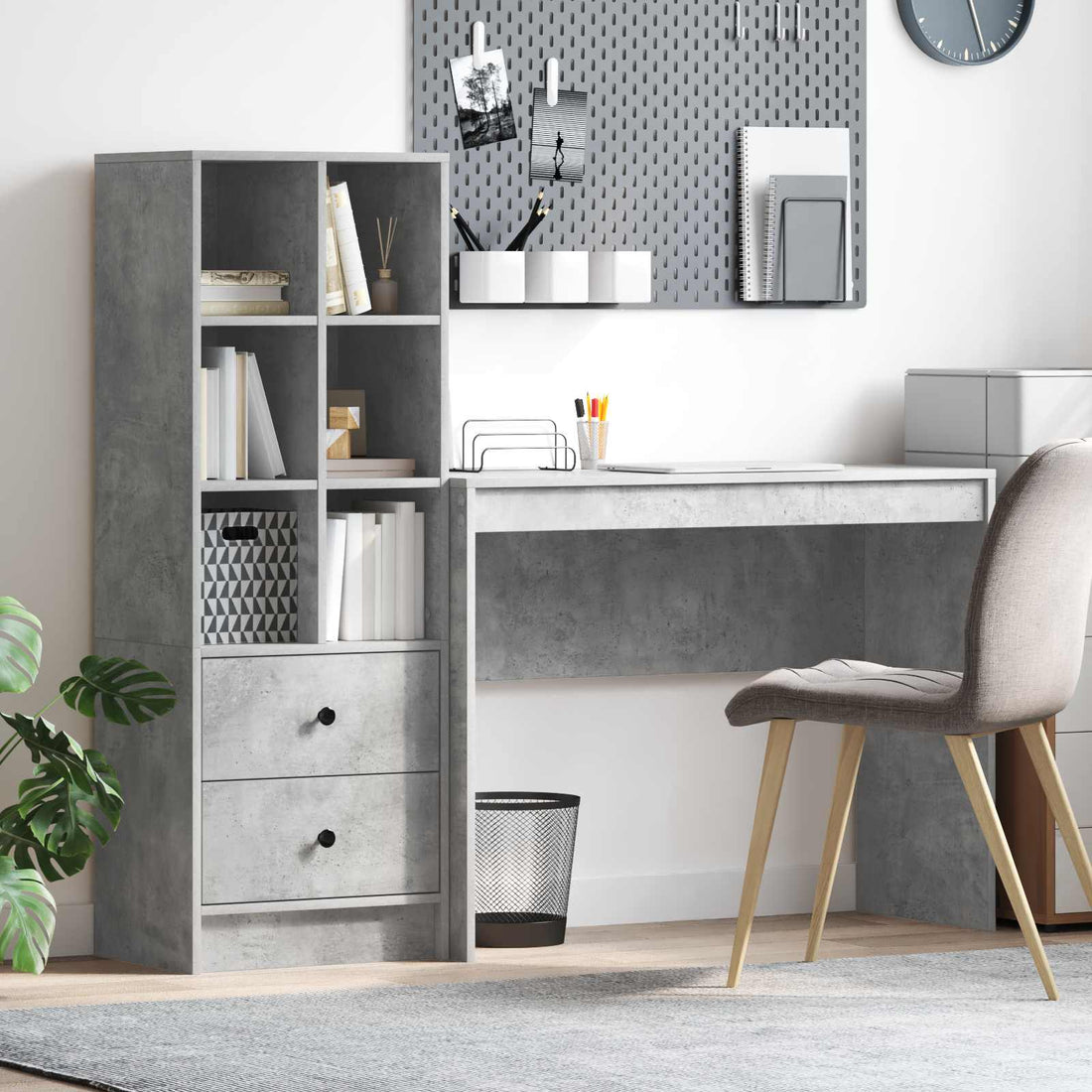 vidaXL Escritorio Gris Concreto 145,5 x 40 x 127 cm 2 uds.