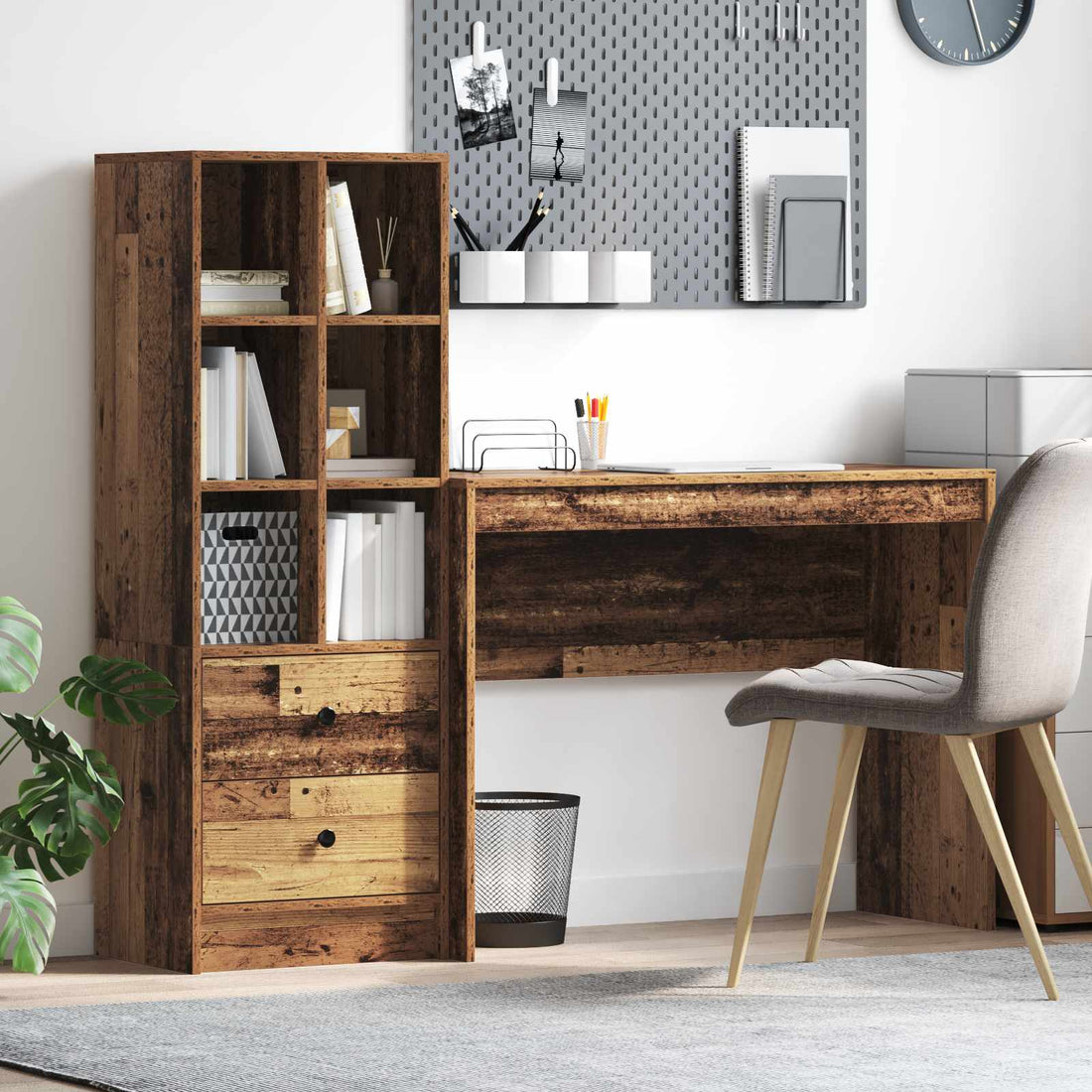 vidaXL Escritorio Madera vieja 145,5 x 40 x 127 cm 2 uds.