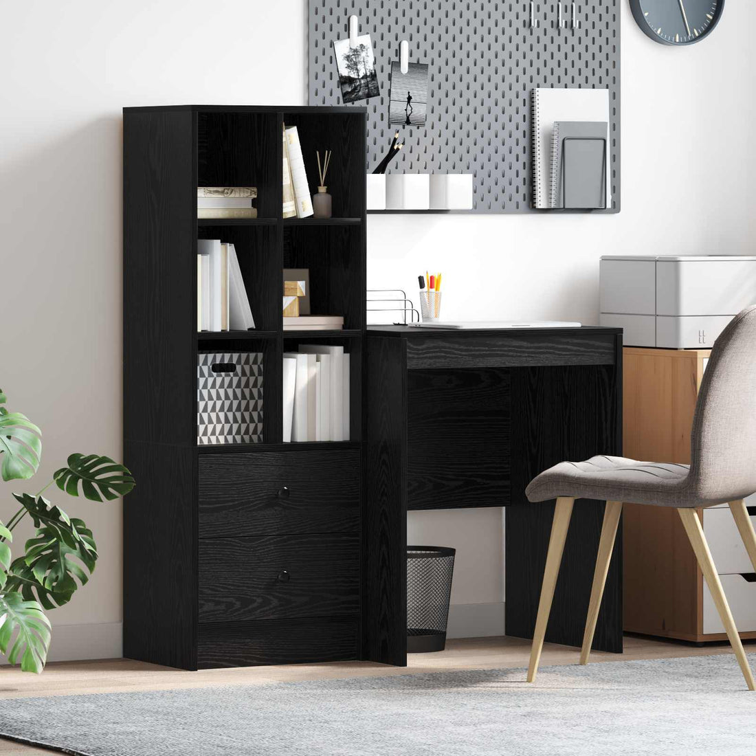 vidaXL Escritorio Roble Negro 105,5 x 50 x 127 cm 2 uds.