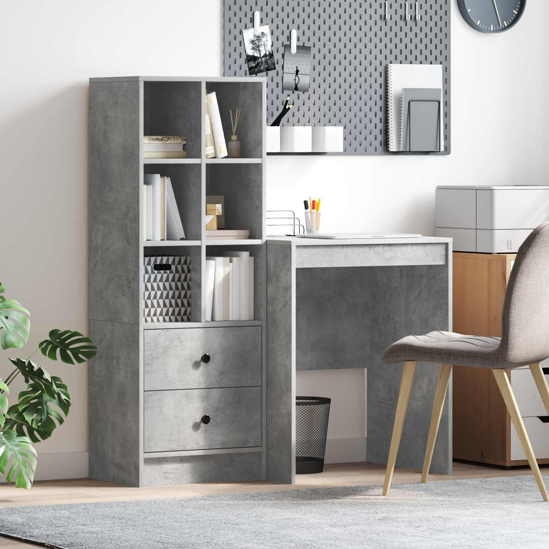vidaXL Escritorio Gris Concreto 105,5 x 50 x 127 cm 2 uds.