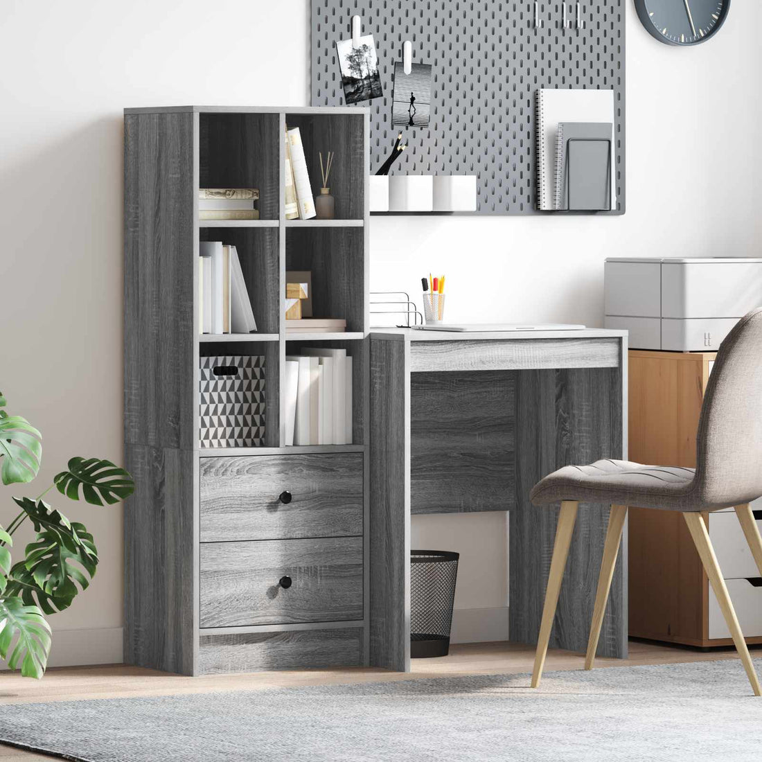 vidaXL Escritorio Gris Sonoma 105,5 x 50 x 127 cm 2 uds.