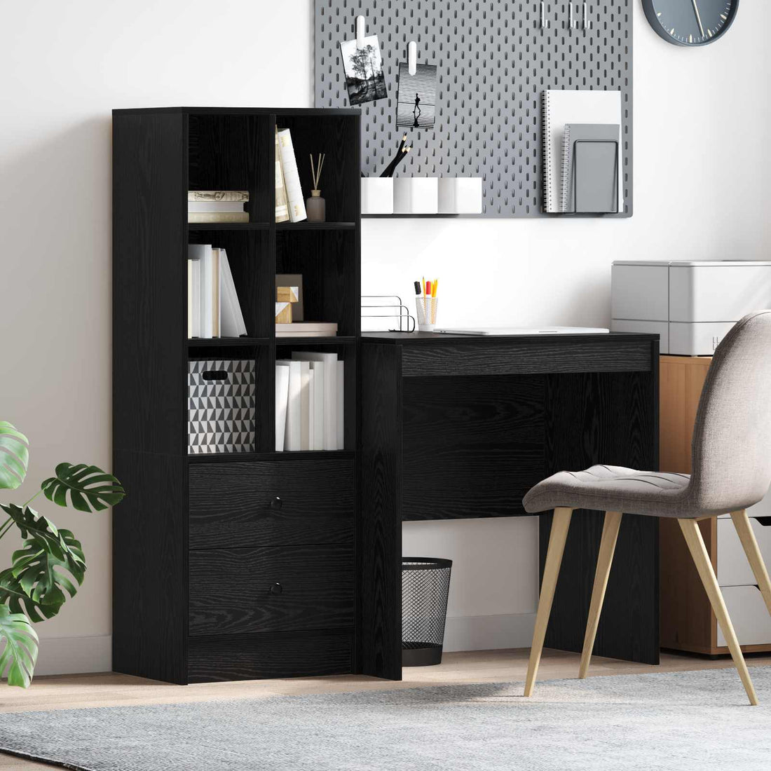 vidaXL Escritorio Roble Negro 115,5 x 50 x 127 cm 2 uds.