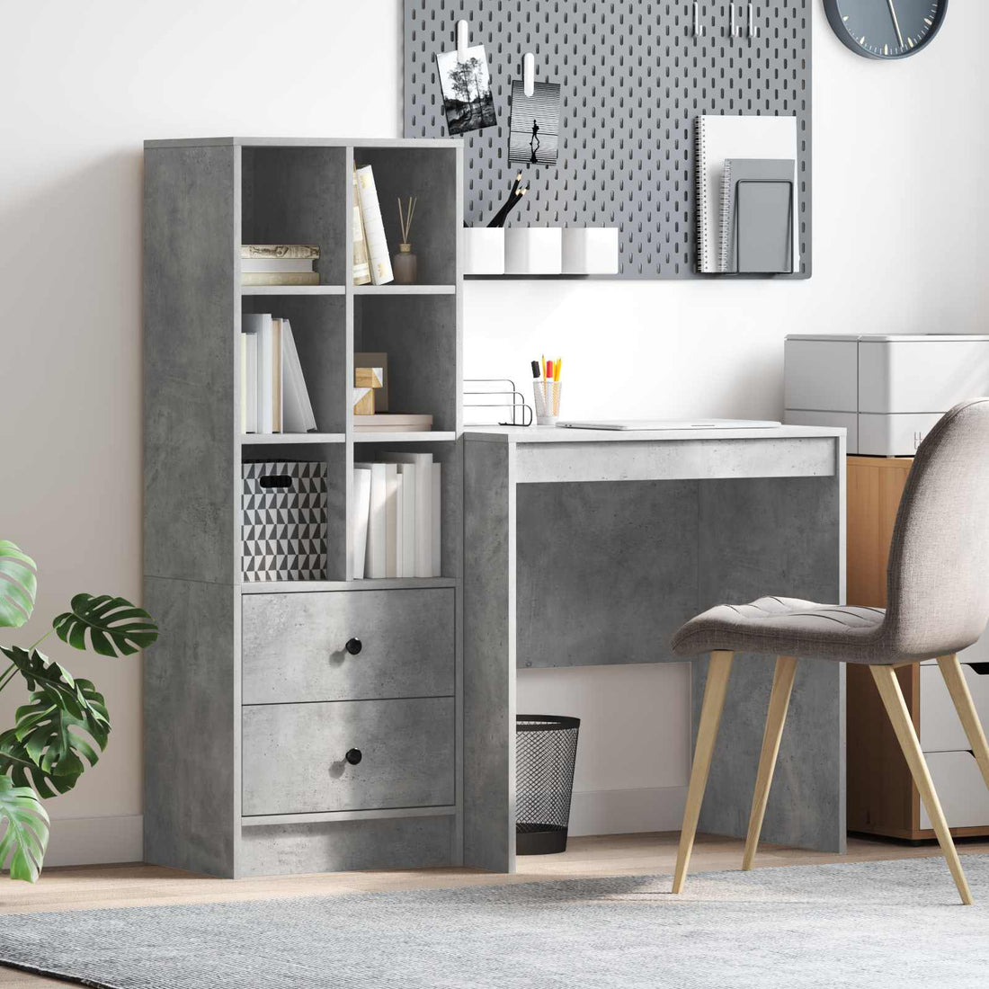 vidaXL Escritorio Gris Concreto 115,5 x 50 x 127 cm 2 uds.