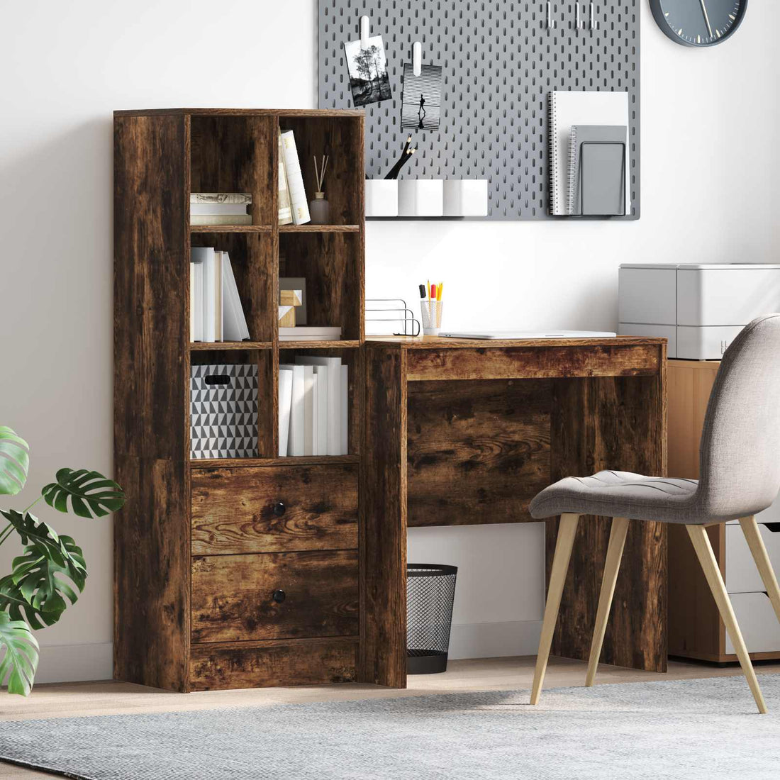 vidaXL Escritorio Roble ahumado 115,5 x 50 x 127 cm 2 uds.