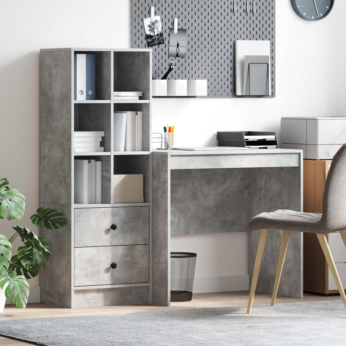vidaXL Escritorio Gris Concreto 125,5 x 50 x 127 cm 2 uds.