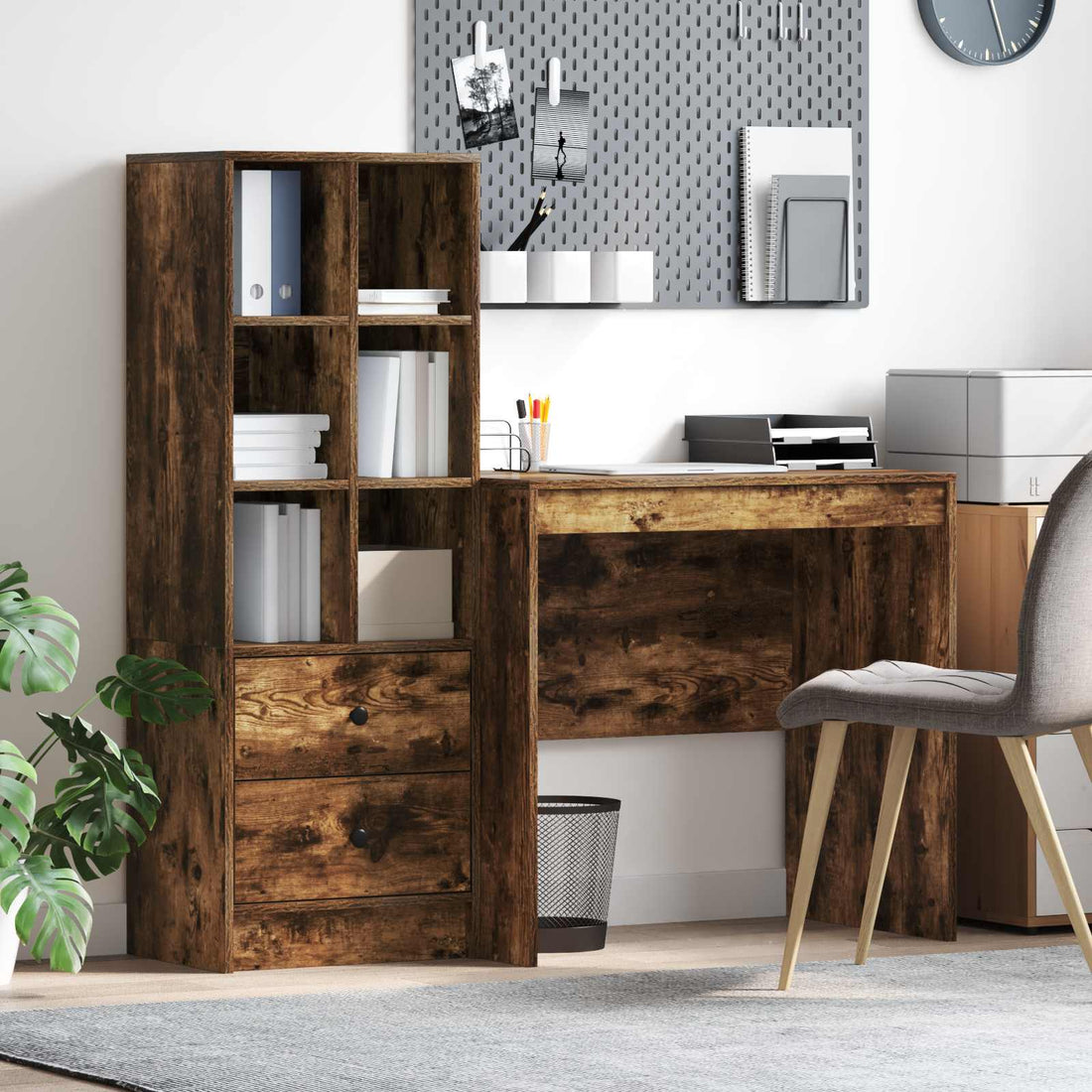 vidaXL Escritorio Roble ahumado 125,5 x 50 x 127 cm 2 uds.