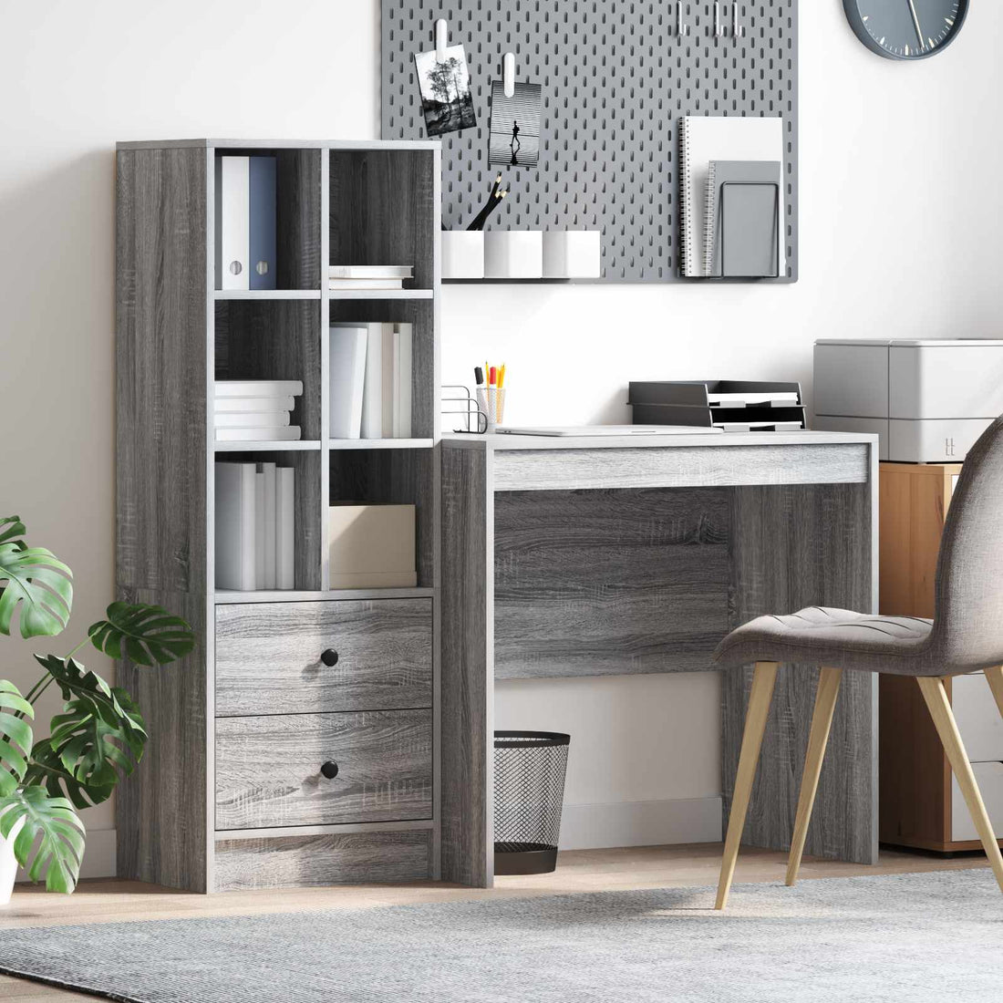 vidaXL Escritorio Gris Sonoma 135,5 x 50 x 127 cm 2 uds.