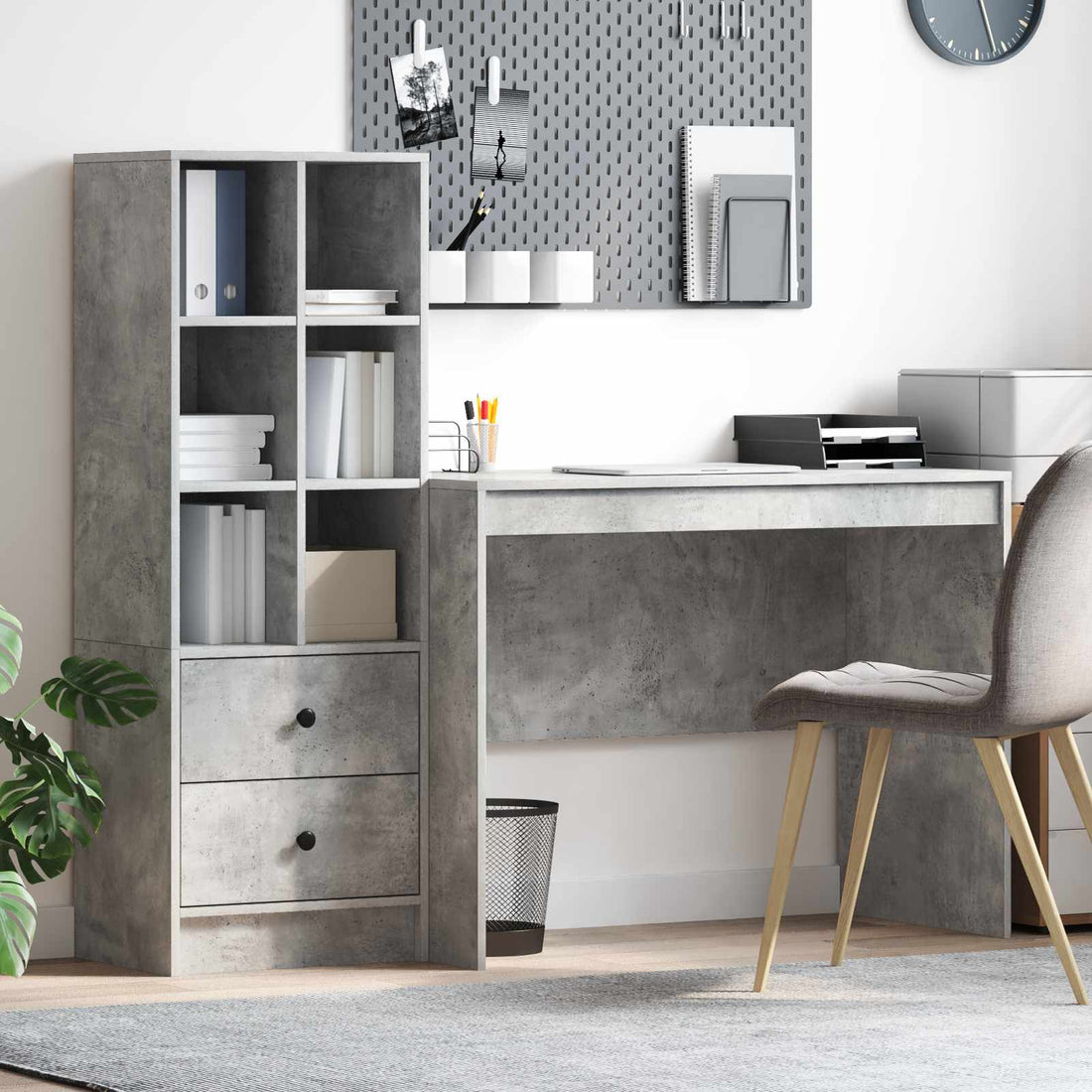 vidaXL Escritorio Gris Concreto 145.5 x 50 x 127 cm 2 uds.