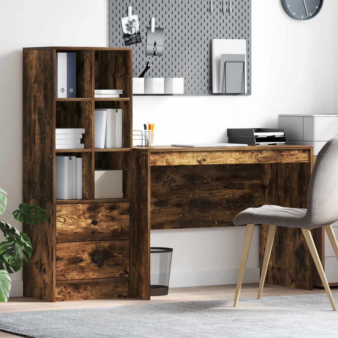 vidaXL Escritorio Roble ahumado 145.5 x 50 x 127 cm 2 uds.