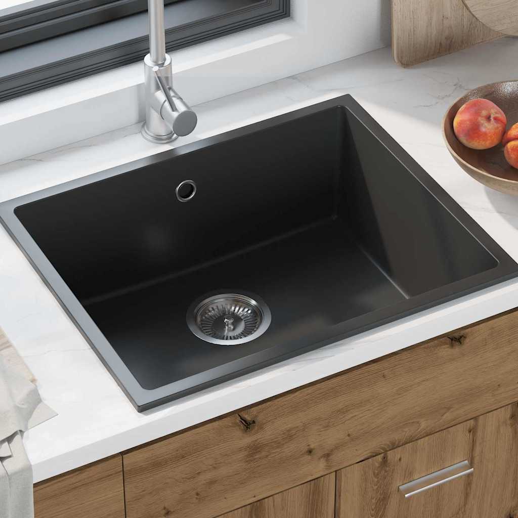 vidaXL Fregadero de cocina Negro 54 x 44 x 20 cm granito