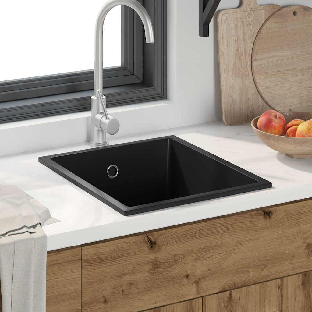 vidaXL Fregadero de cocina Negro 38 x 44 x 20 cm granito