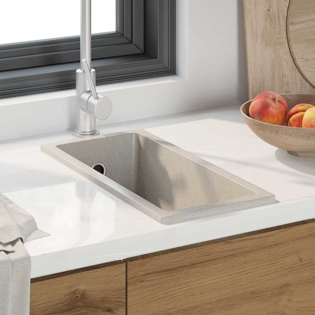 vidaXL Fregadero de cocina Beige 21 x 44 x 14 cm granito