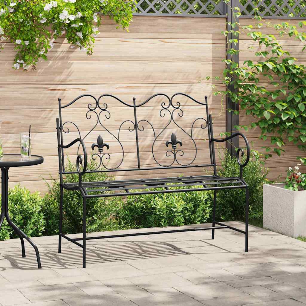 vidaXL Banco de jardín 2 -Seater 104 x 54 x 93 cm Acero Negro