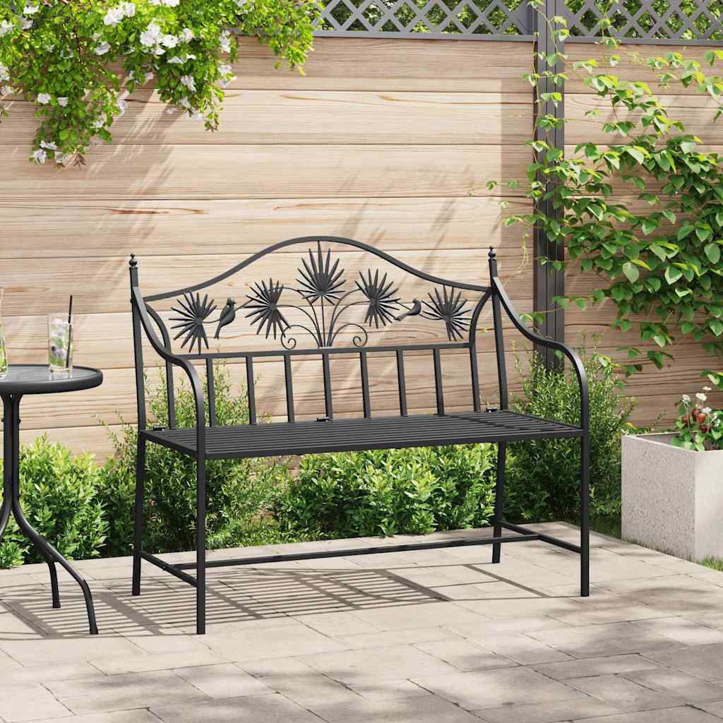 vidaXL Banco de jardín Negro 104 x 52,5 x 89 cm Acero