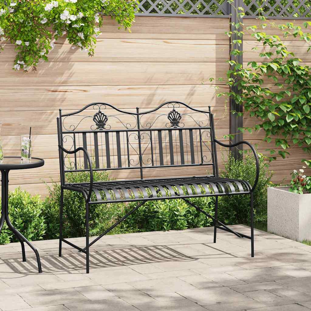 vidaXL Banco de jardín 2 -Seater 103,5 x 59 x 89 cm Acero Negro