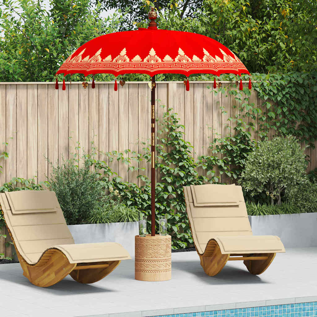 vidaXL Parasol Balinés Rojo 185 x 185 x 260 cm Algodón