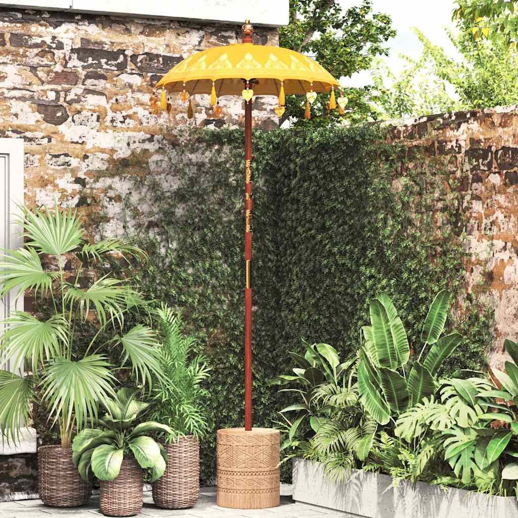 vidaXL Parasol Balinés 125 x 125 x 260 cm Algodón Redondo Amarillo